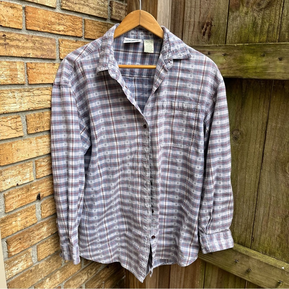 Vintage Northern Reflections Blue and Gray Plaid Women's Shirt Cottagecore